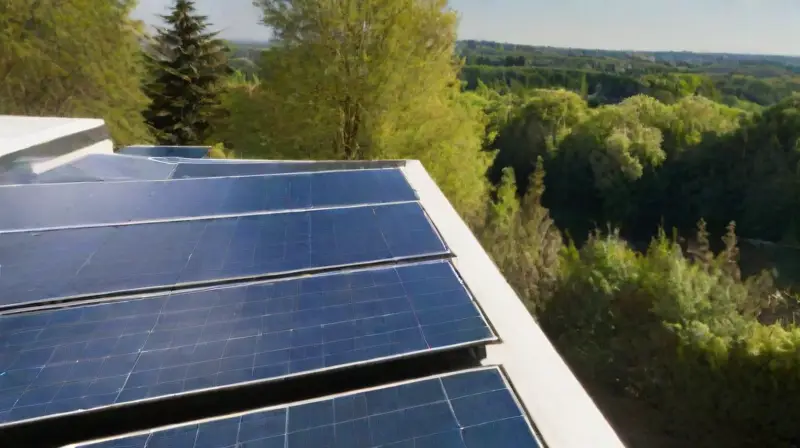 Panel solar elegante sobre un techo blanco