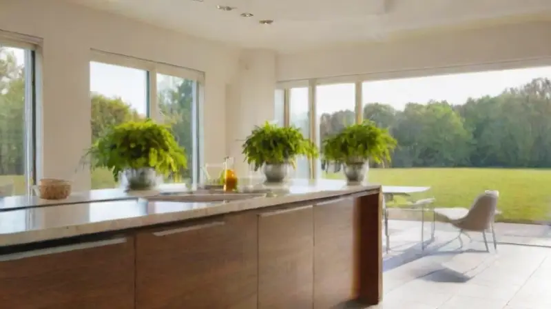 Cocina moderna iluminada por luz natural