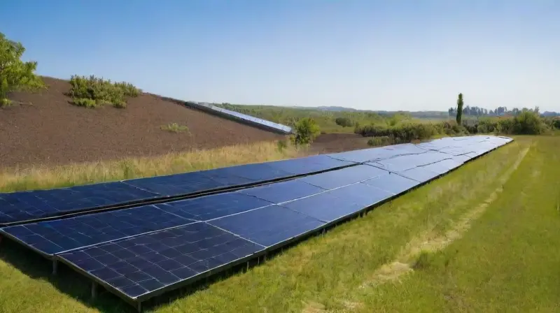 Paneles solares brillantes en un entorno rural