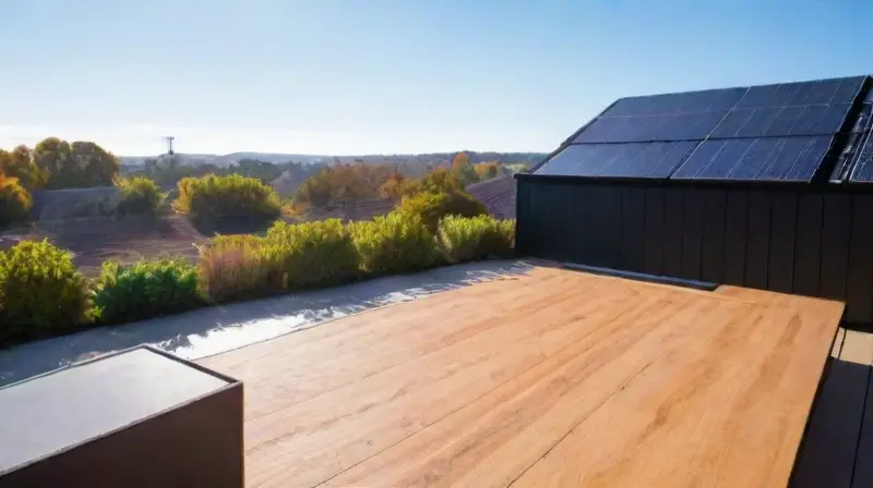 Azotea soleada con paneles solares brillantes