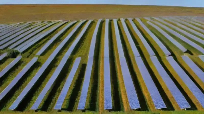 Granja solar resplandece en un paisaje armonioso
