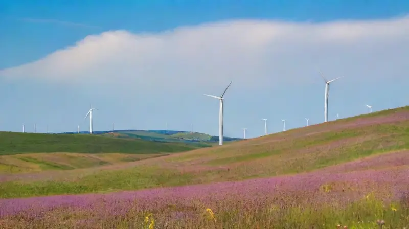 Paisaje sereno que une naturaleza y tecnología