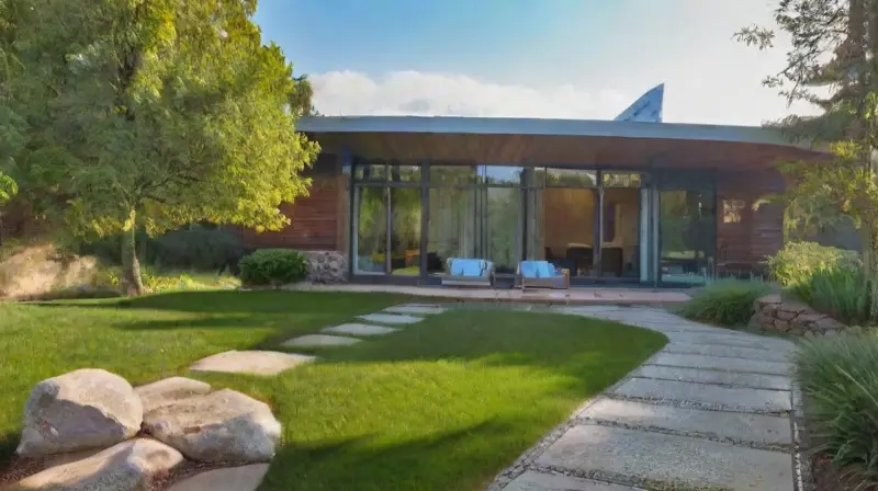 Casa moderna rodeada de naturaleza y luz